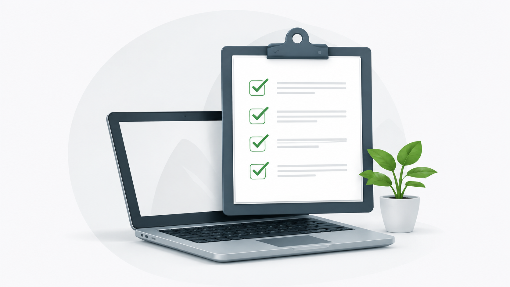 Laptop with a completed financial enquiry checklist